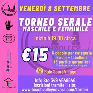 TORNEO SERALE DEL 08/09/23 – MASCHILE E FEMMINILE